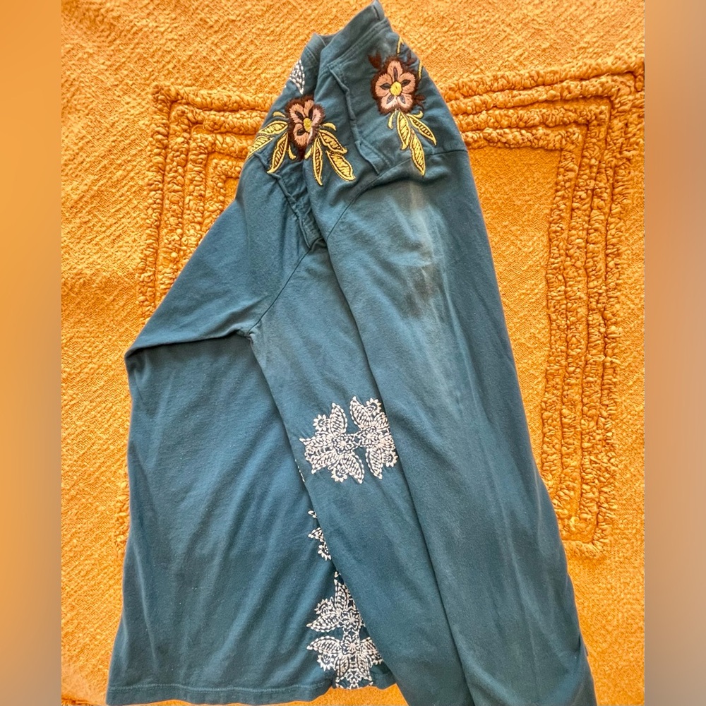 Vintage JWLA Johnny Was Embroidered Floral Peacock long sleeve Womens Bohemian - Picture 6 of 10